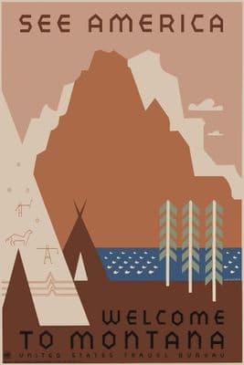 Vintage Travel Poster See America Montana