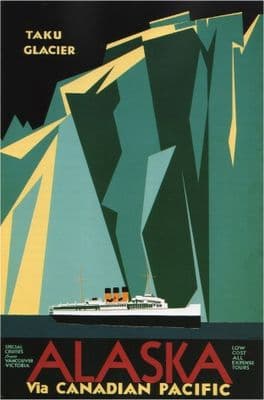 Vintage Travel Poster Shipping to Alaska Via Canadian Pacific