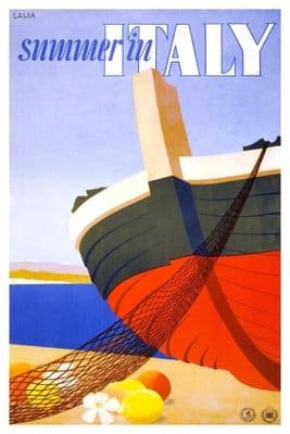 Vintage Travel Poster Summer in Italy