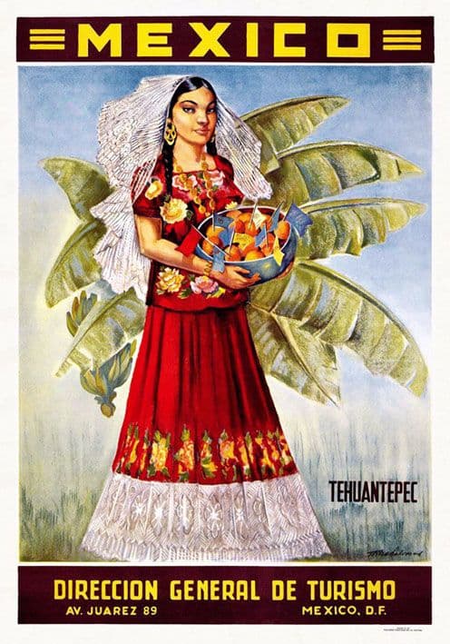 Vintage Travel Poster Tehuantepec Mexico
