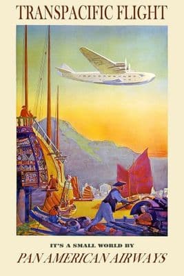 Vintage Travel Poster Transpacific Flight