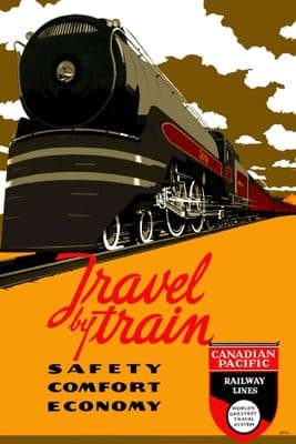 Vintage Travel Poster Travel by Train Canadian Pacific