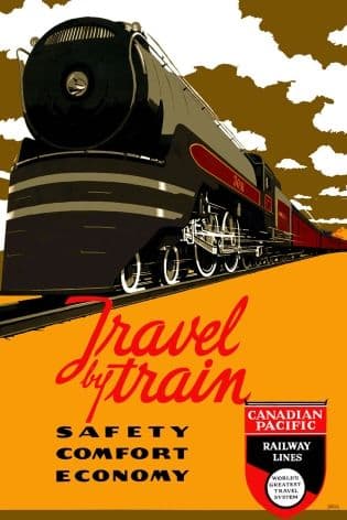 Vintage Travel Poster Travel by Train Canadian Pacific