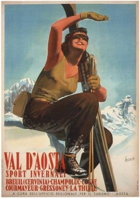 Vintage Travel Poster Val D'Aosta Italy