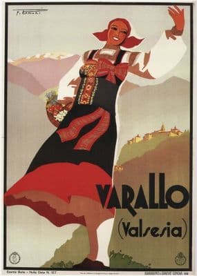 Vintage Travel Poster Varallo Italy