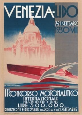 Vintage Travel Poster Venezia Lido Italy