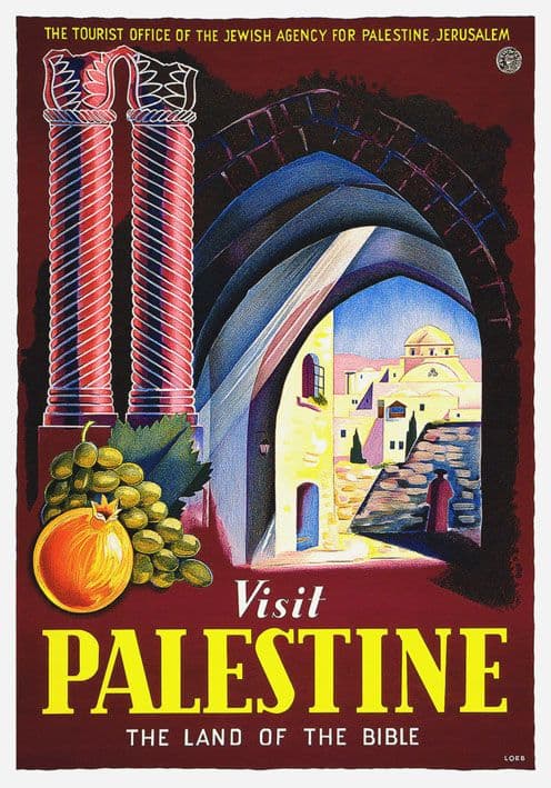 Vintage Travel Poster Visit Palestine Jerusalem