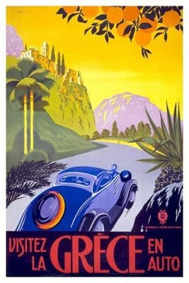 Vintage Travel Poster Visitez La Grece