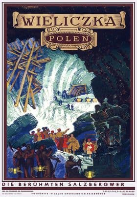 Vintage Travel Poster Wieliczka Poland