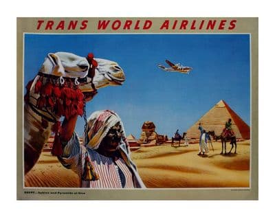 Vintage Travel Poster. Trans World Airlines, Egypt.