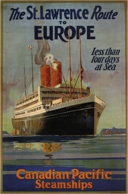 Vintage Travel Posters St. Lawrence Ship to Europe