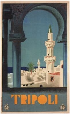 Vintage Tripoli Travel Poster. Libya.