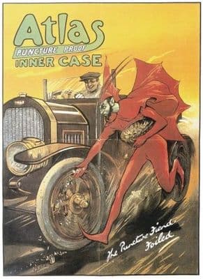 Vintage tyre advertisment poster - Atlas puncture porof