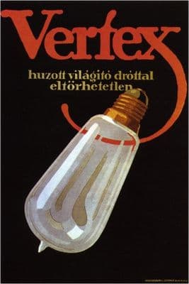 Vintage Vertex Huzott vilagito drottal eltorhetetlen Advertising poster.
