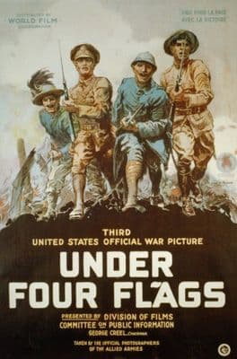 Vintage War Movie Poster Under four flags.