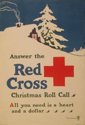 Vintage War Poster Answer the Red Cross Christmas roll call All you need is a heart and a dollar.