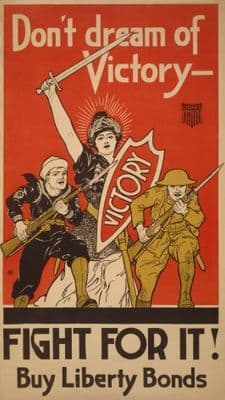 Vintage War Poster Don't dream of victory - Fight for it! Buy Liberty Bonds