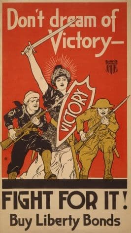 Vintage War Poster Don't dream of victory - Fight for it! Buy Liberty Bonds
