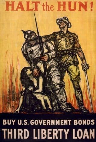Vintage War Poster Halt the Hun! Buy U.S. Government bonds, third liberty loan.