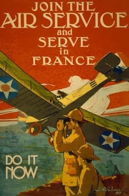 Vintage War Poster Join the air service and serve in France--Do it now