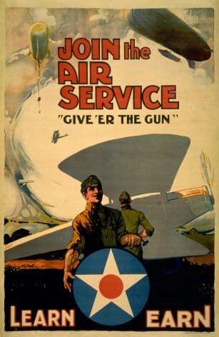 Vintage War Poster Join the Air Service Learn - earn.