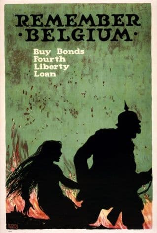 Vintage War Poster Remember Belgium--Buy bonds--Fourth Liberty Loan / Ellsworth Young.