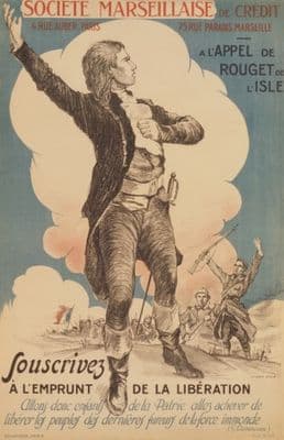 Vintage War Poster Société Marseillaise de Crédit, Souscrivez á l'Emprunt de la Libération.