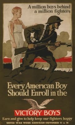 Vintage War Poster very American boy should enroll in the Victory Boys