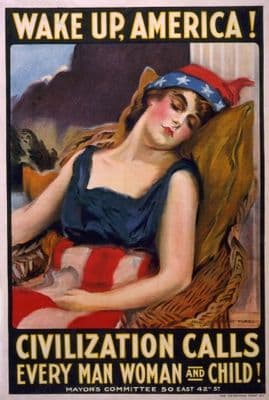 Vintage War Poster Wake up America! Civilization calls every man, woman and child!