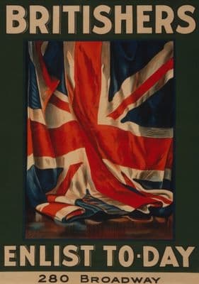 Vintage World War Poster British Enlistment and Conscription