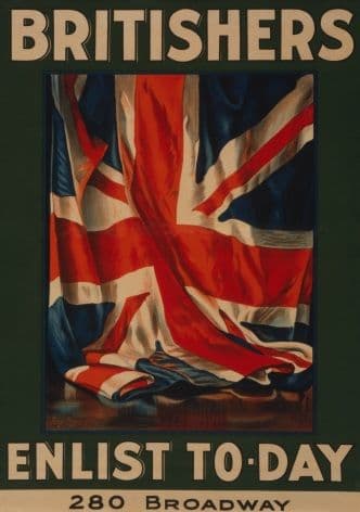 Vintage World War Poster British Enlistment and Conscription
