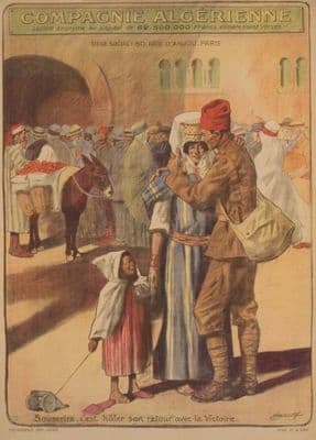 Vintage WW1 poster - Compagnie Algérienne. Souscrire, c'est hâter son retour avec la victoire