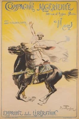 Vintage WW1 poster - Compagnie Algerienne. Souscrivez. Emprunt de la Liberation