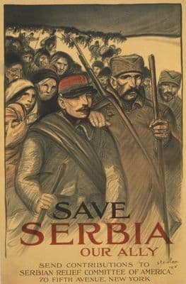 Vintage WW1 poster - Save Serbia, our ally
