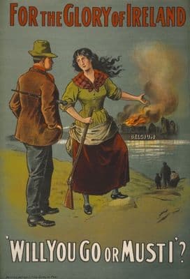 Vintage WW1 poster. For the glory of Ireland