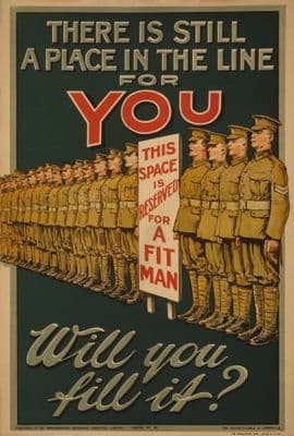 Vintage WW1 poster. There is still a place in the line for you. Will you fill it?