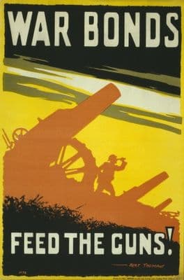 Vintage WW1 Poster. War bonds. Feed the guns.