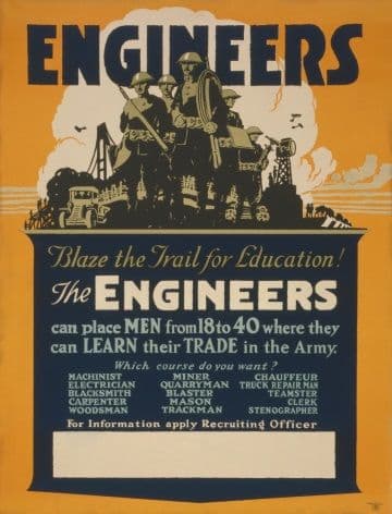 Vintage WW1 Recruiting Poster for Engineers