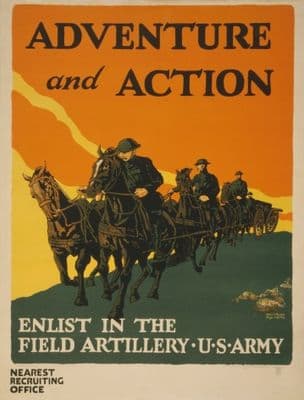Vintage WW1 Recruiting Poster for the Field Artillery