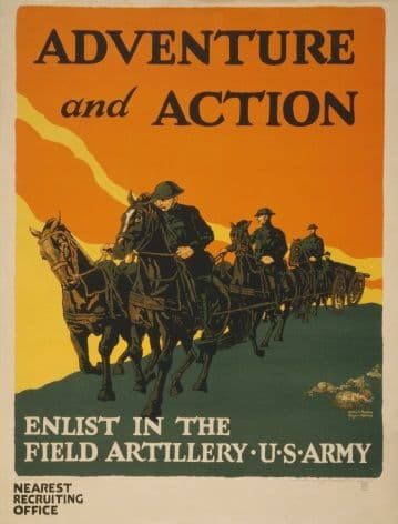 Vintage WW1 Recruiting Poster for the Field Artillery