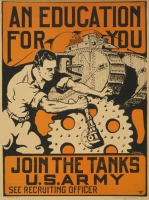 Vintage WW1 recruitment Poster for Army Tanks