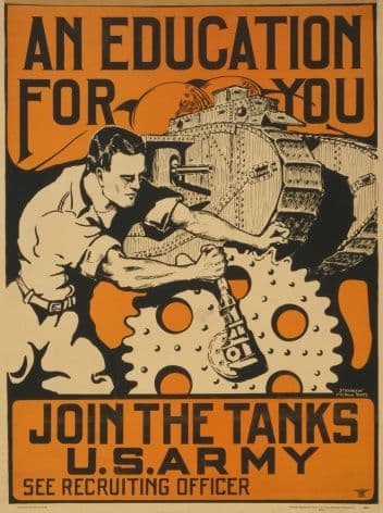 Vintage WW1 recruitment Poster for Army Tanks