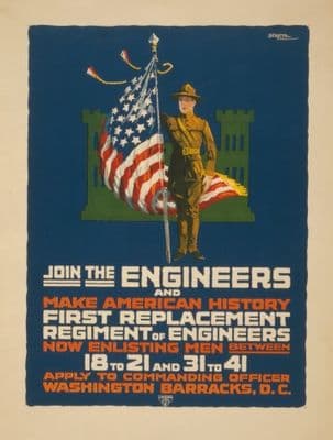 Vintage WW1 Recruitment Poster for Engineers