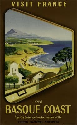 Visit France. The Basque Coast, Vintage French Poster.