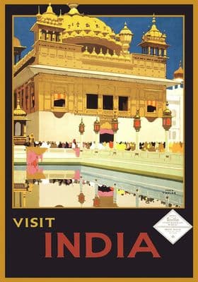Visit India, Vintage Travel Poster.