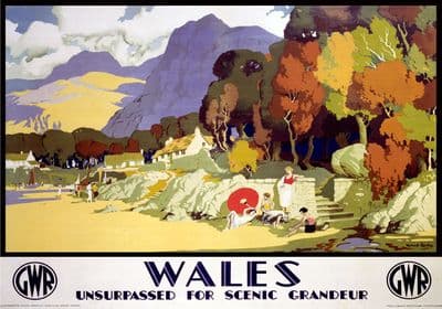 Wales, Unsurpassed for Scenic Grandeur. GWR vintage Travel Poster.