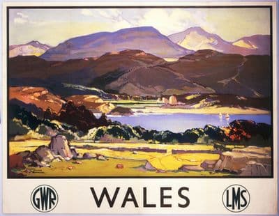 Welsh Railway Travel Art Poster Print, Wales by LMS and GWR