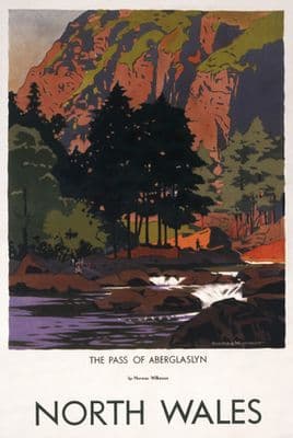 Welsh Railway Travel Poster, Pass of Aberglaslyn, North Wales by Norman Wilkinson