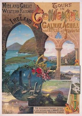 West of Ireland, Galway, Achill, Connemara, Irish Art Travel Poster by Great Western Railway