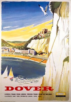 White Cliffs of Dover, Kent. Vintage BR Travel poster by Studio Seven. 1958. British Railways